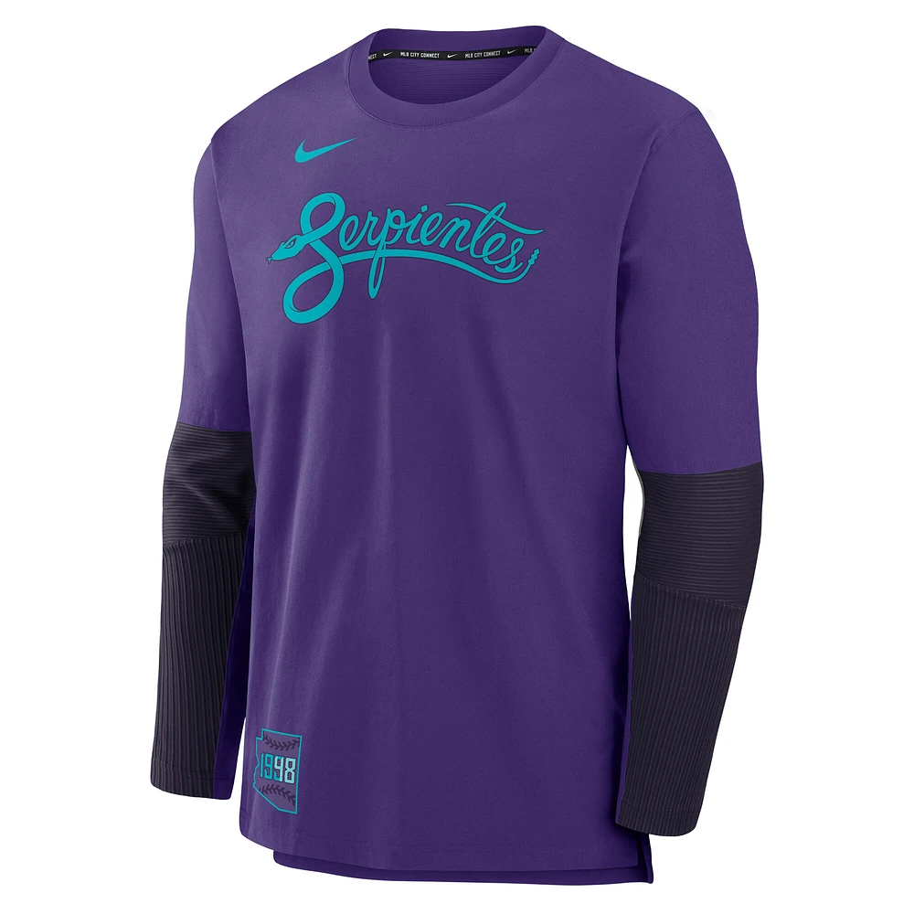 Men's Nike  Purple Arizona Diamondbacks 2025 City Connect Authentic Collection Lightweight Player Performance Long Sleeve T-Shirt