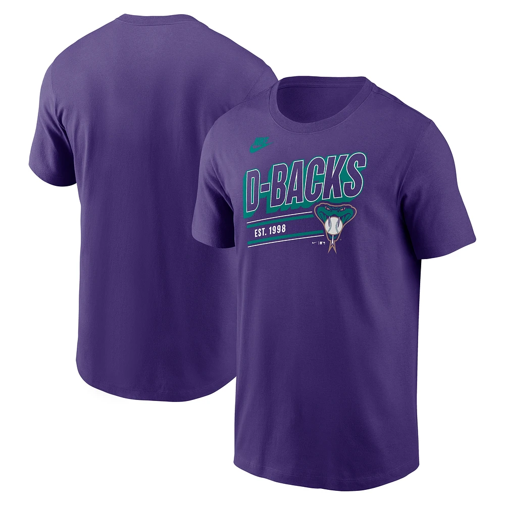 T-shirt rétro Nike violet pour homme de la collection Cooperstown des Diamondbacks l'Arizona