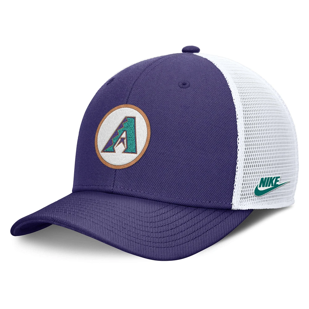 Casquette ajustable Nike violette Arizona Diamondbacks Cooperstown Collection Rise Trucker pour homme