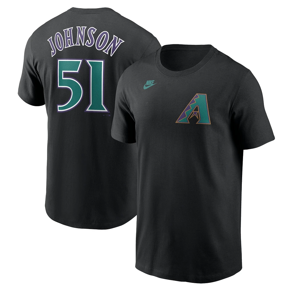 T-shirt avec nom et numéro Nike Randy Johnson pour hommes, noir, Arizona Diamondbacks Fuse