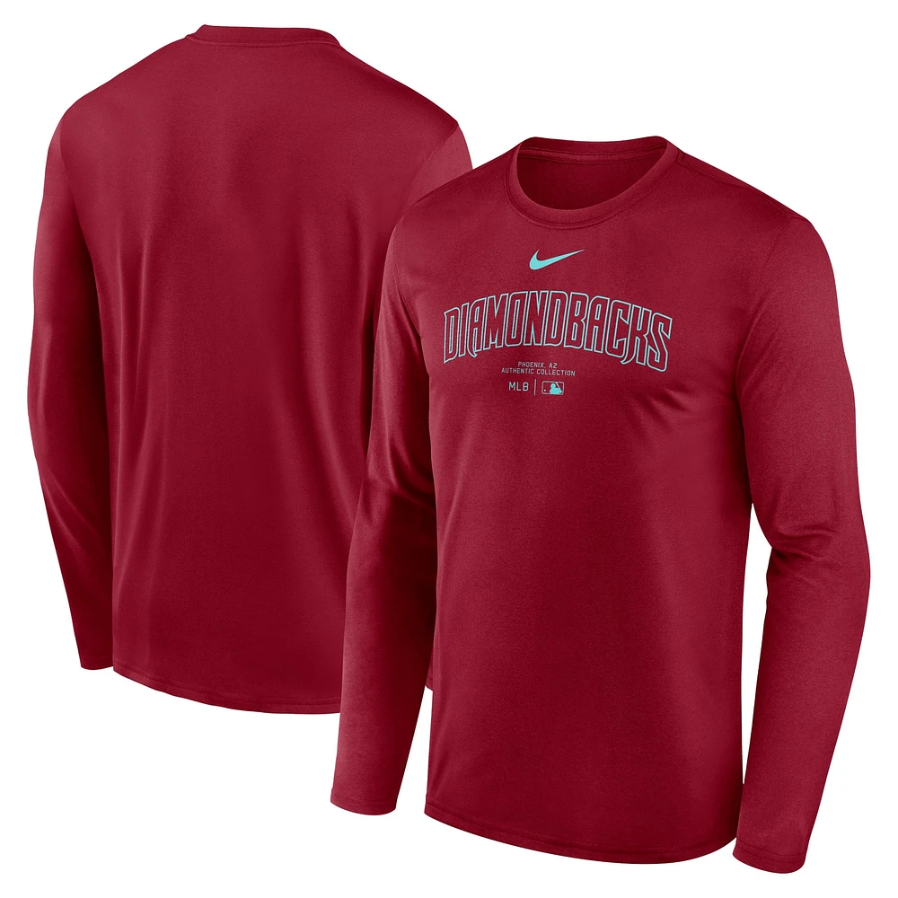 Men's Nike Red Arizona Diamondbacks Authentic Collection Practice Performance Long Sleeve T-Shirt