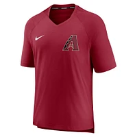 T-shirt à col en V Nike pour homme, collection authentique des Diamondbacks de l'Arizona, rouge