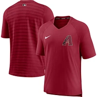 T-shirt à col en V Nike pour homme, collection authentique des Diamondbacks de l'Arizona, rouge