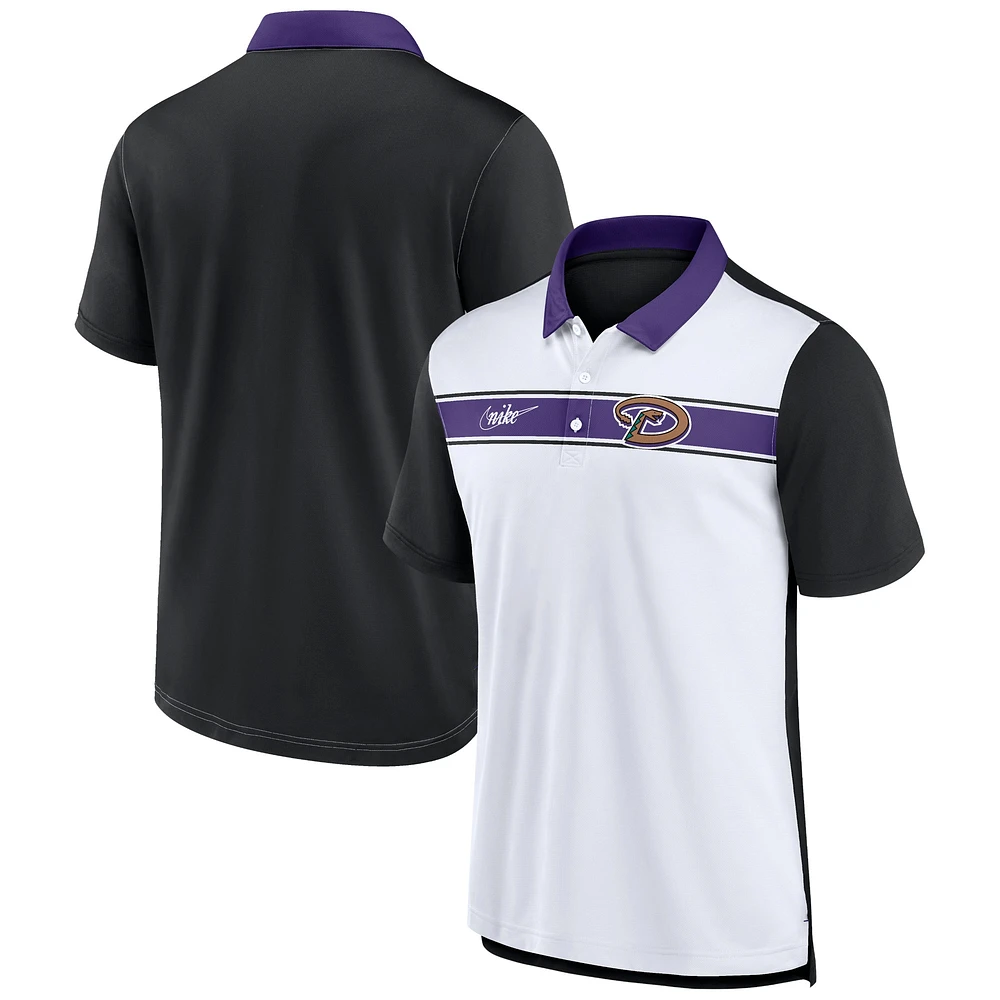 Men's Nike  White/Black Arizona Diamondbacks Rewind Stripe Polo