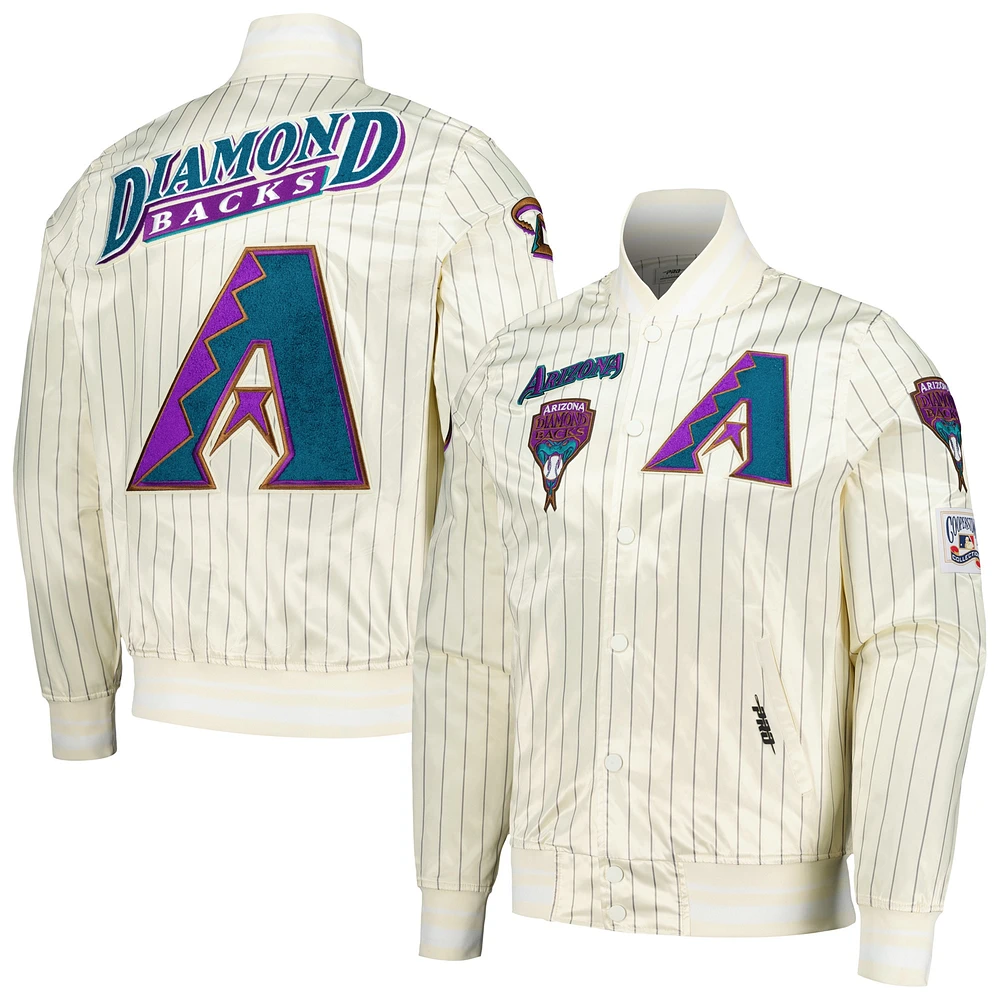 Men's Pro Standard Cream Arizona Diamondbacks Cooperstown Collection Pinstripe Retro Classic Satin Full-Snap Jacket