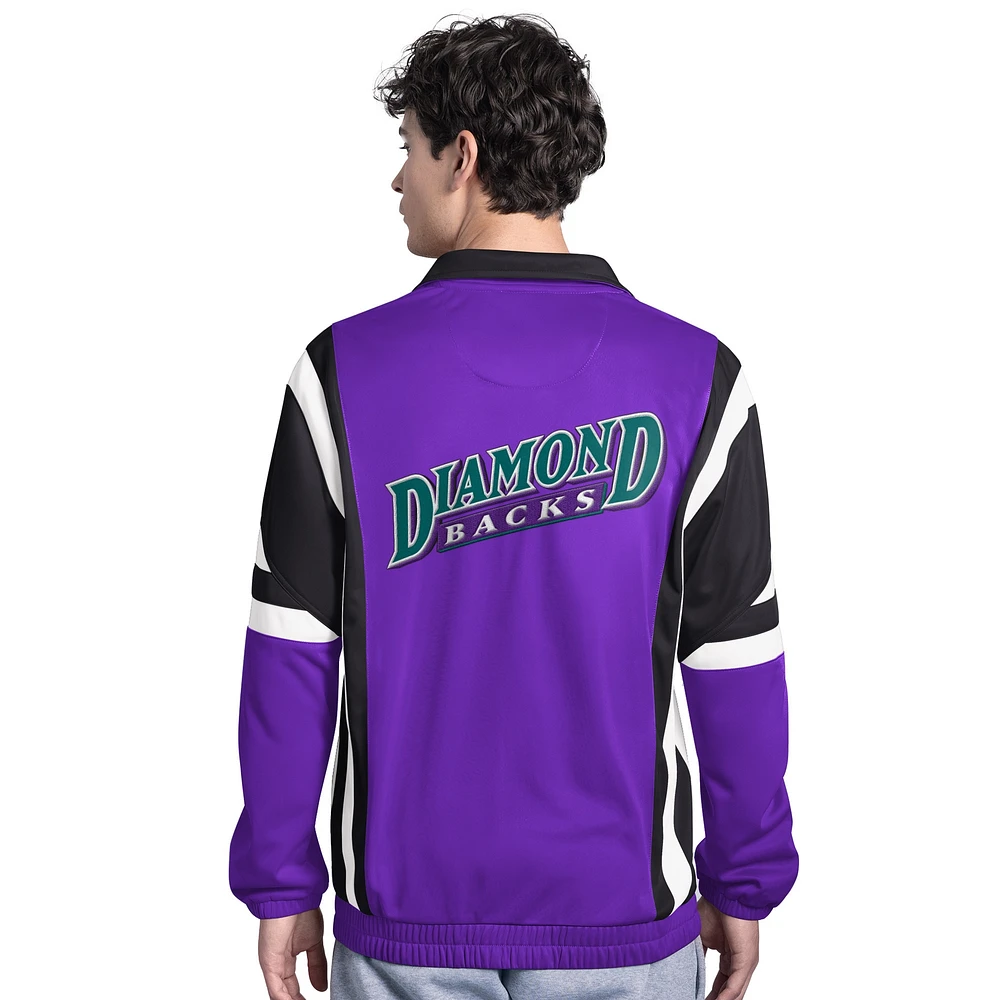 Men's Starter Purple/Black Arizona Diamondbacks Contender Tricot Full-Zip Track Jacket