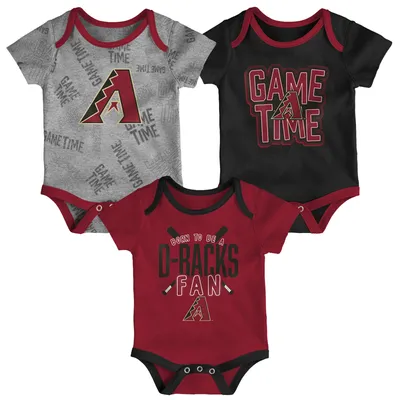 Arizona Diamondbacks Newborn & Infant Game Time Three-Piece Bodysuit Set - Red/Black/Heathered Gray