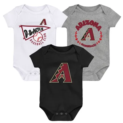 Arizona Diamondbacks Newborn & Infant Biggest Little Fan 3-Pack Bodysuit Set - Black/White/Heather Gray