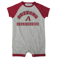 Newborn & Infant Heather Gray Arizona Diamondbacks Extra Base Hit Raglan Full-Snap Romper