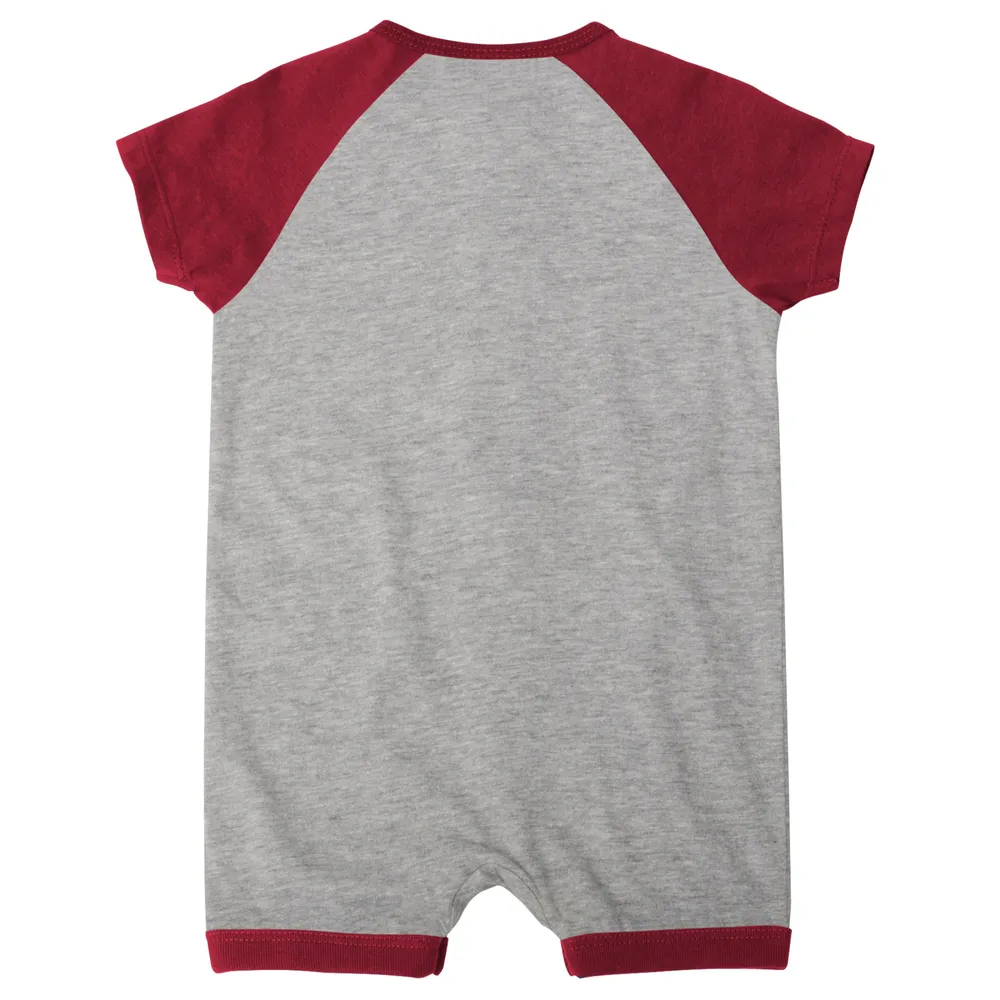 Arizona Diamondbacks Extra Base Hit Raglan Full-Snap Barboteuse pour nouveau-nés et nourrissons gris chiné