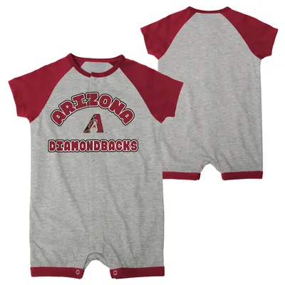 Arizona Diamondbacks Extra Base Hit Raglan Full-Snap Barboteuse pour nouveau-nés et nourrissons gris chiné