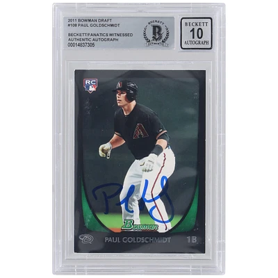 Paul Goldschmidt Arizona Diamondbacks Autographed 2011 Bowman Draft MLB #108 Beckett Fanatics Witnessed Authenticated 10 Rookie Card