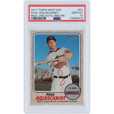 Paul Goldschmidt Arizona Diamondbacks Autographed 2017 Topps Heritage Real One Red Ink #ROA-PG #47/68 PSA Authenticated 10 Card