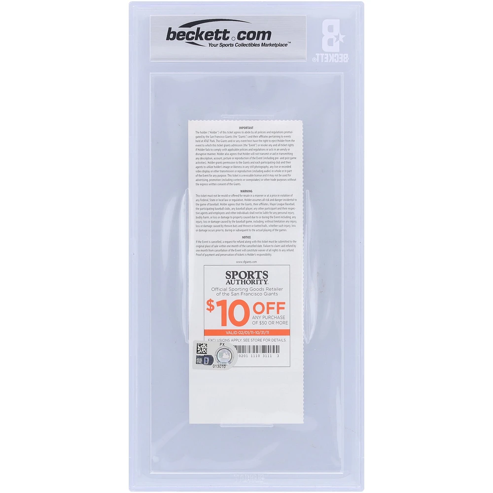 Paul Goldschmidt Arizona Diamondbacks Autographed Beckett Fanatics Witnessed Authenticated Auto 10 Ticket from August 2, 2011 - 1st Career Home Run