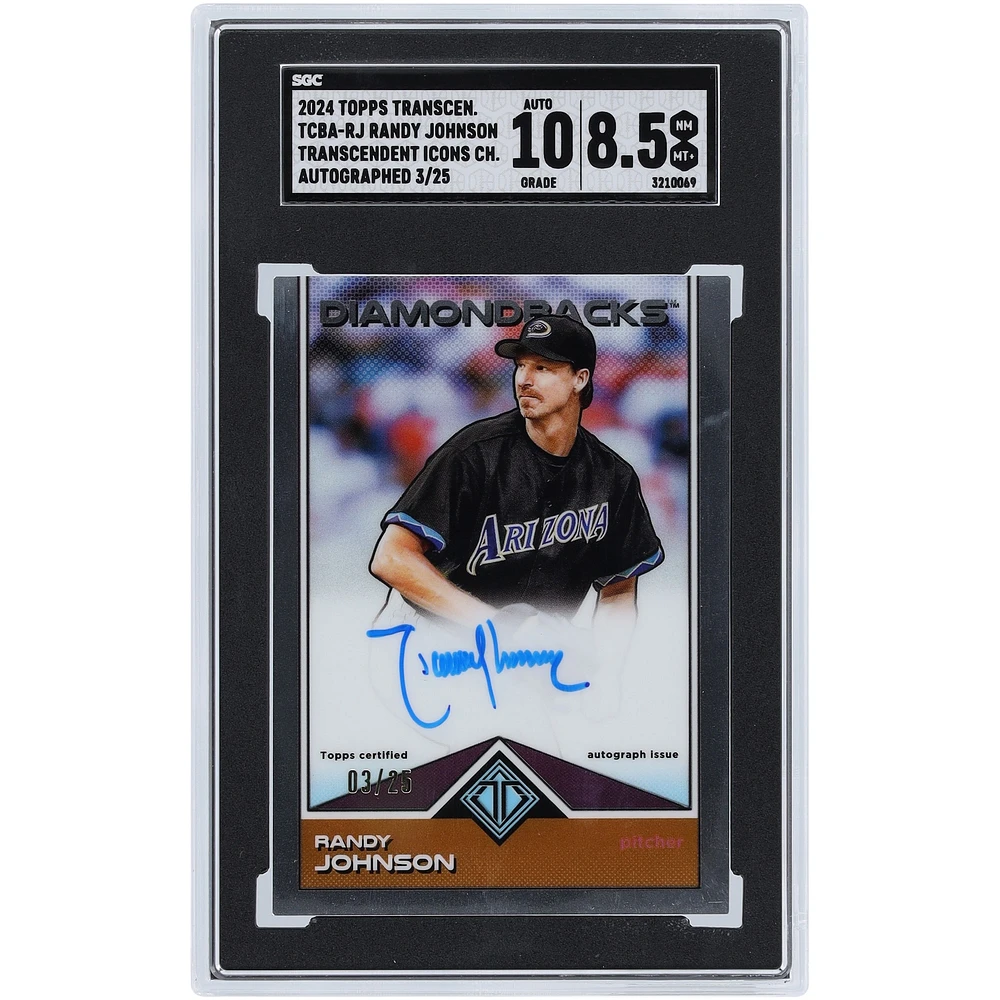 Randy Johnson Arizona Diamondbacks Autographed 2024 Topps Transcendent Transcendent Icon Chrome Autograph #TCBA-RJ #3/25 SGC Authenticated 8.5/10 Card