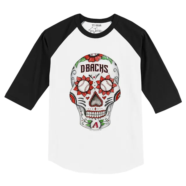 Lids Oakland Athletics Tiny Turnip Youth Sugar Skull Raglan 3/4 Sleeve T- Shirt - White/Black