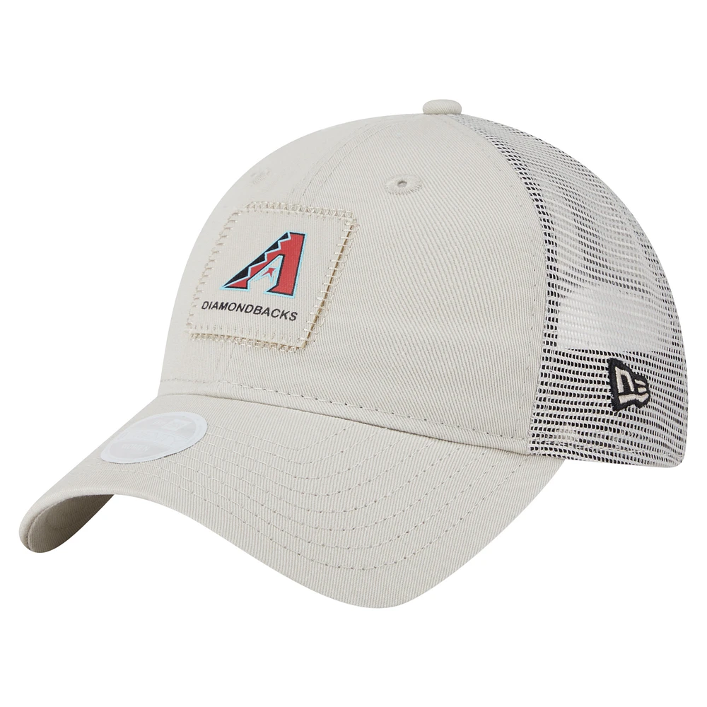 Women's New Era  Light Beige Arizona Diamondbacks Square Stitch 9TWENTY Adjustable Hat