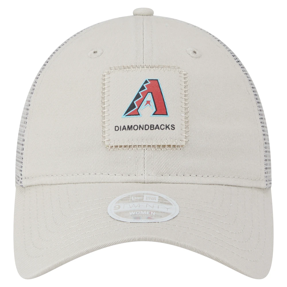 Women's New Era  Light Beige Arizona Diamondbacks Square Stitch 9TWENTY Adjustable Hat