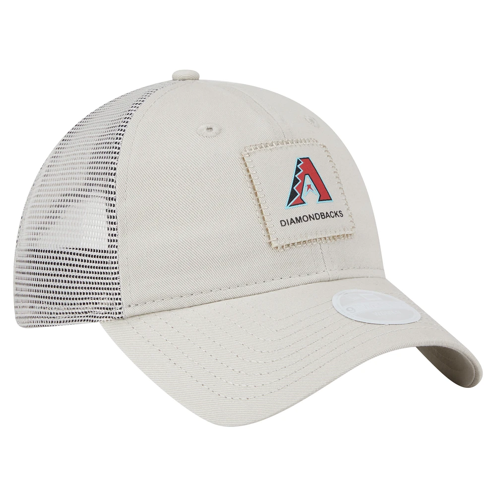Women's New Era  Light Beige Arizona Diamondbacks Square Stitch 9TWENTY Adjustable Hat