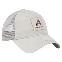 Women's New Era  Light Beige Arizona Diamondbacks Square Stitch 9TWENTY Adjustable Hat