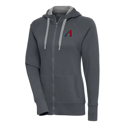 Sweat à capuche entièrement zippé Antigua Charcoal Arizona Diamondbacks Victory pour femme