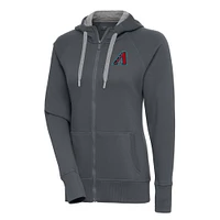 Sweat à capuche entièrement zippé Antigua Charcoal Arizona Diamondbacks Victory pour femme