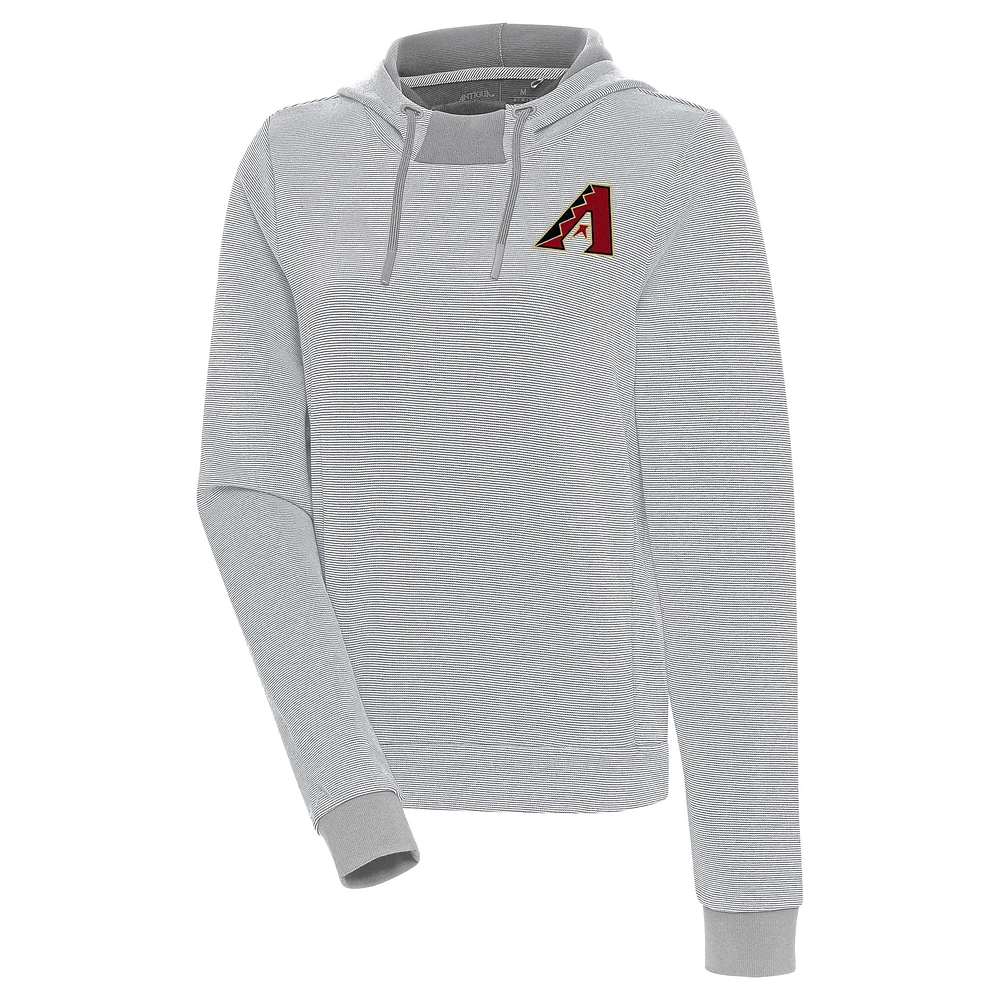 Women's Antigua Gray/White Arizona Diamondbacks Axe Bunker Tri-Blend Pullover Hoodie
