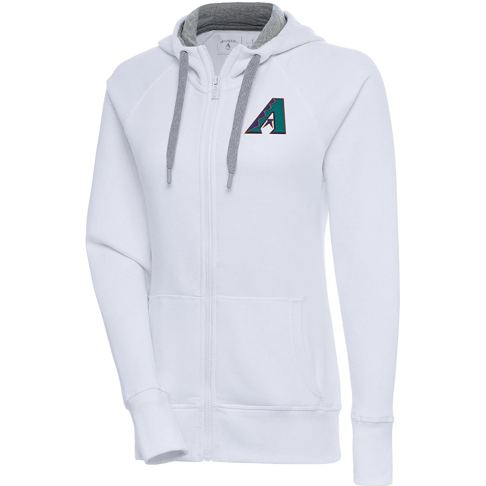 Women's Antigua White Arizona Diamondbacks Cooperstown Victory Full-Zip Hoodie