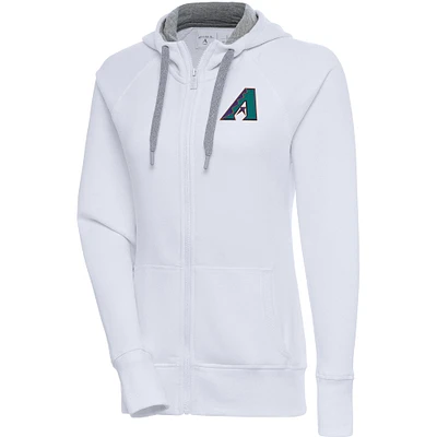Women's Antigua  White Arizona Diamondbacks Cooperstown Victory Full-Zip Hoodie
