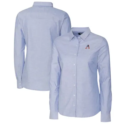 Arizona Diamondbacks Cutter & Buck Women's Americana Logo Oxford Stretch Long Sleeve Button-Up Shirt - Light Blue