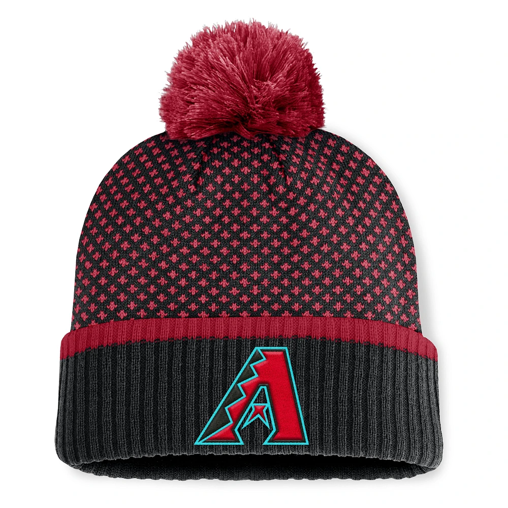 Bonnet en tricot à revers et pompon Fundamental Jacquard des Diamondbacks de l'Arizona Fanatics pour femmes