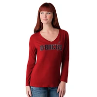 Women's G-III 4Her by Carl Banks Red Arizona Diamondbacks Post Season Long Sleeve V-Neck T-Shirt