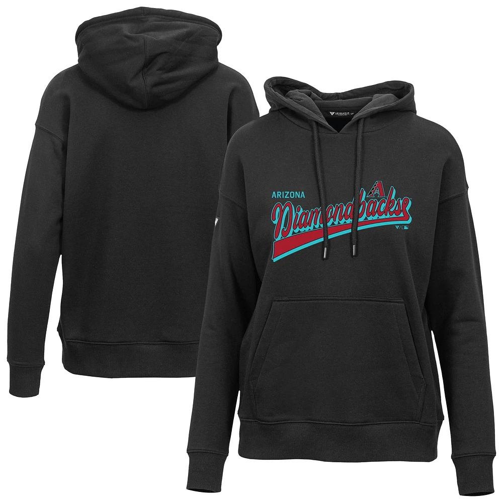 Women's Levelwear  Black Arizona Diamondbacks Adorn Retro Team 2.0 Pullover Hoodie