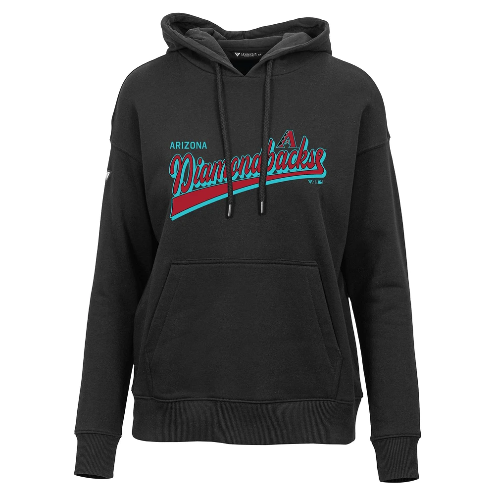 Women's Levelwear  Black Arizona Diamondbacks Adorn Retro Team 2.0 Pullover Hoodie
