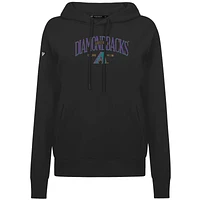 Women's Levelwear Black Arizona Diamondbacks  Adorn Throwback Spellout Pullover Hoodie