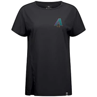 Women's Levelwear Black Arizona Diamondbacks Cooperstown Collection Influx Core Logo T-Shirt