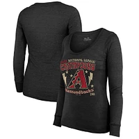 T-shirt tri-mélange à manches longues Majestic Threads pour femmes, noir, Arizona Diamondbacks 2023 National League Champions Tour