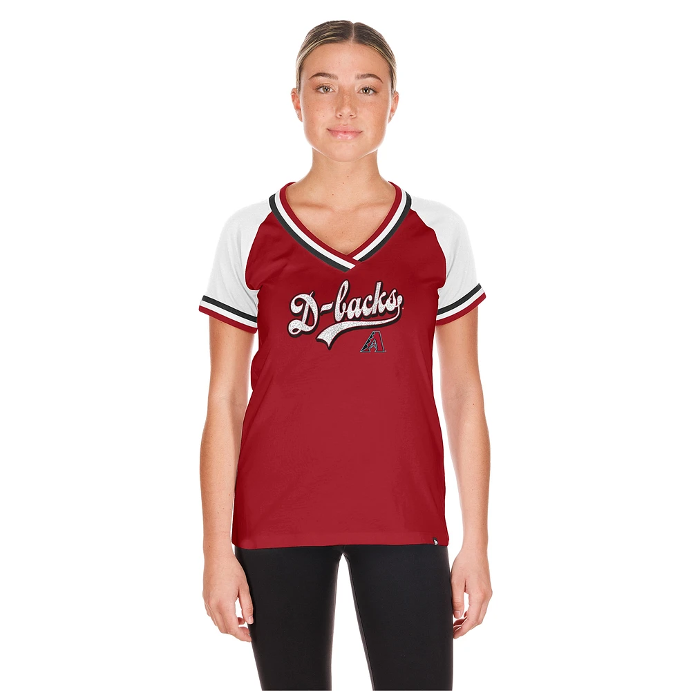 Women's New Era Red Arizona Diamondbacks Gameday Raglan V-Neck T-Shirt