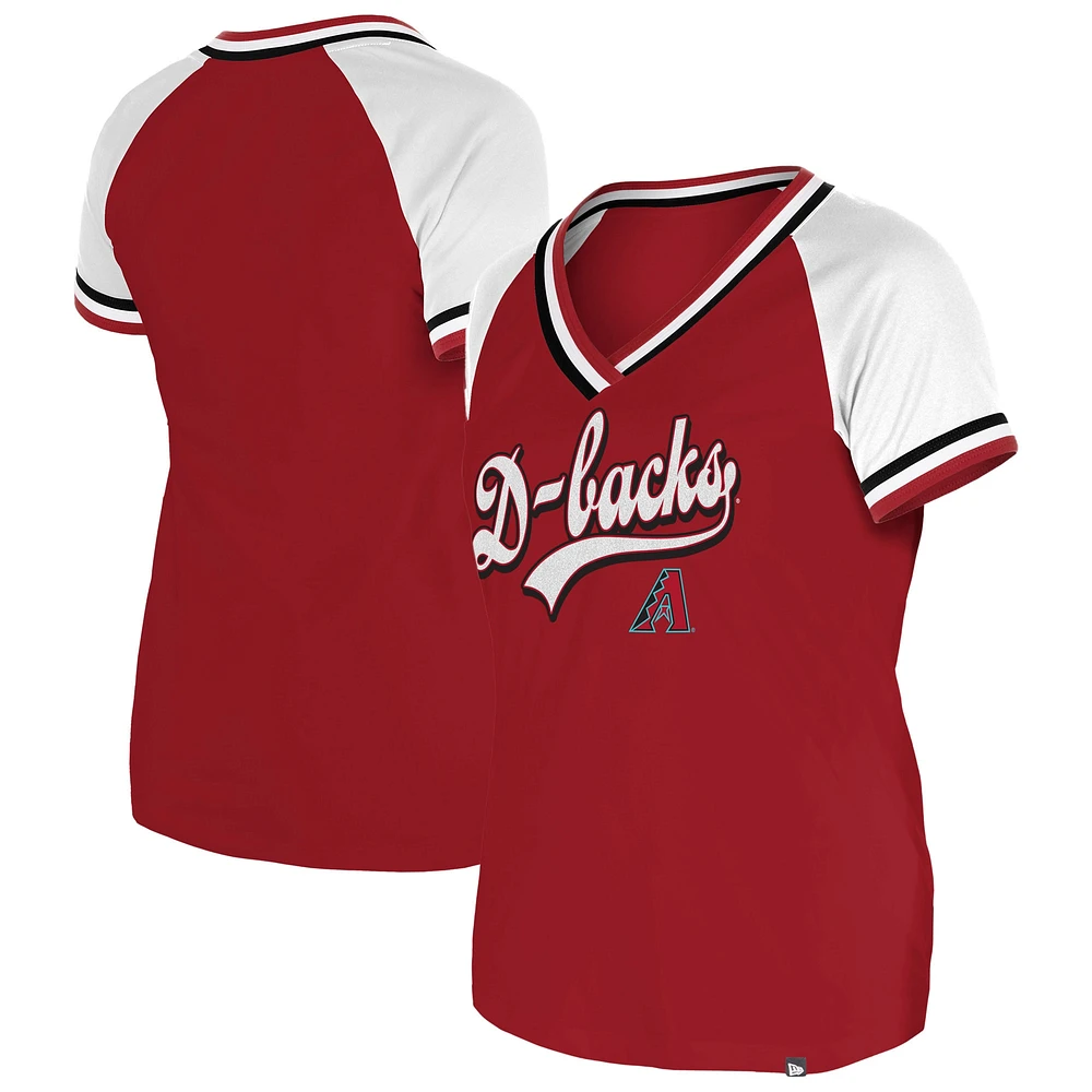 Women's New Era Red Arizona Diamondbacks Gameday Raglan V-Neck T-Shirt