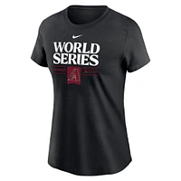 T-shirt Nike noir pour femme des Diamondbacks de l'Arizona 2023 World Series Authentic Collection