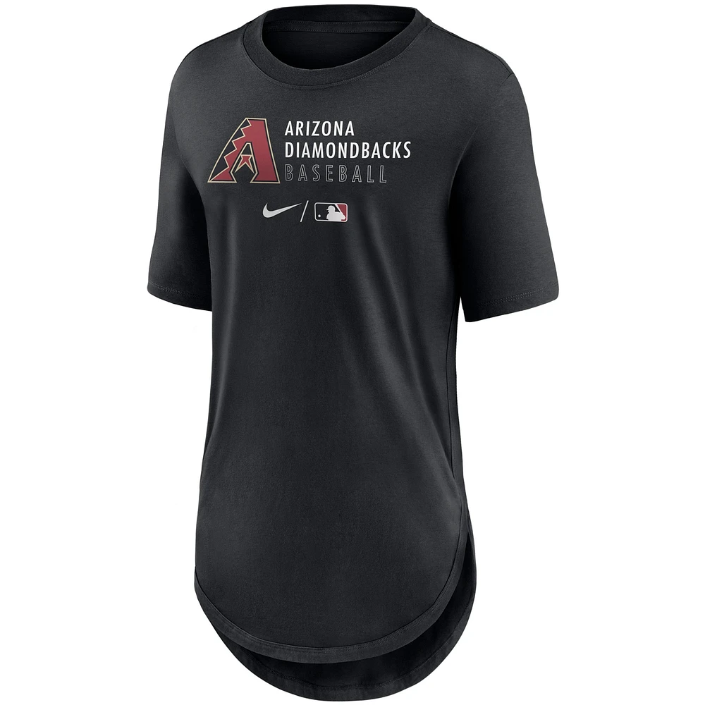 T-shirt Nike Arizona Diamondbacks Authentic Collection Baseball Fashion Tri-Blend pour femme, noir