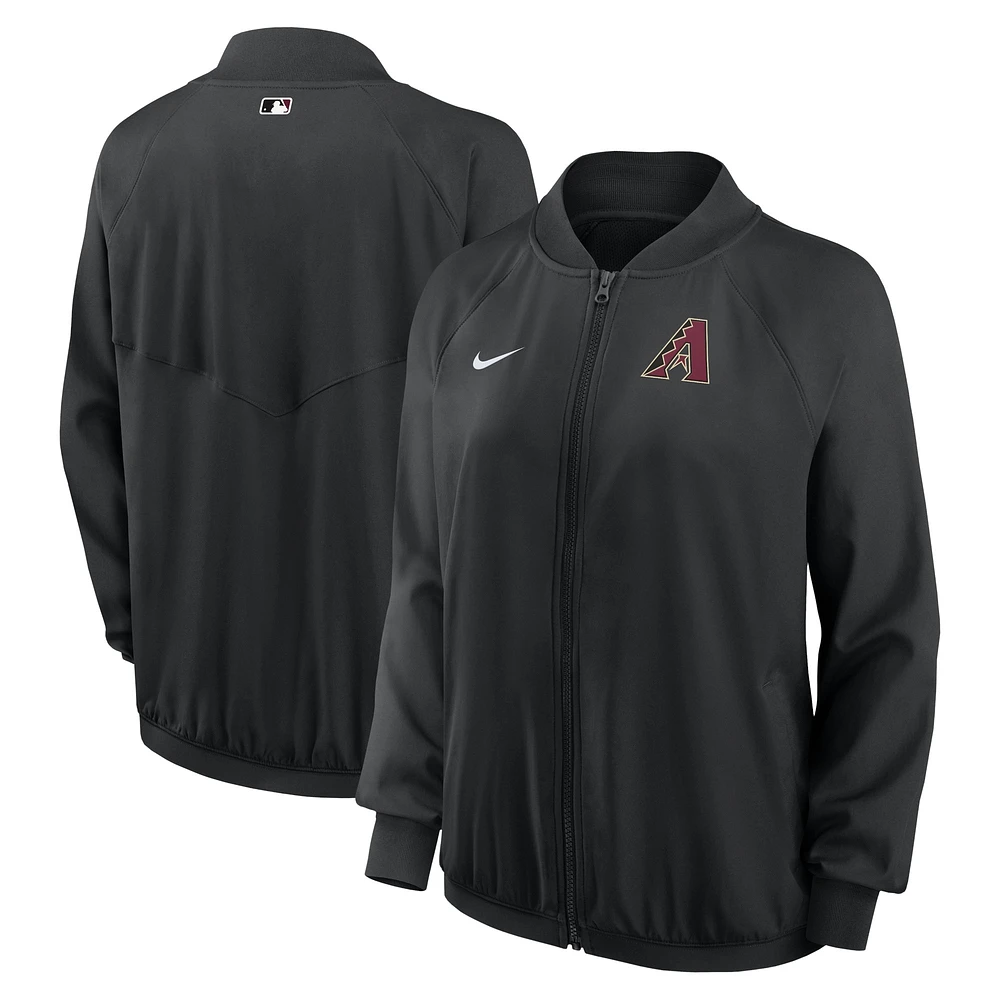 Veste à glissière pleine longueur Nike Arizona Diamondbacks Authentic Collection Team Raglan Performance pour femme - Noir