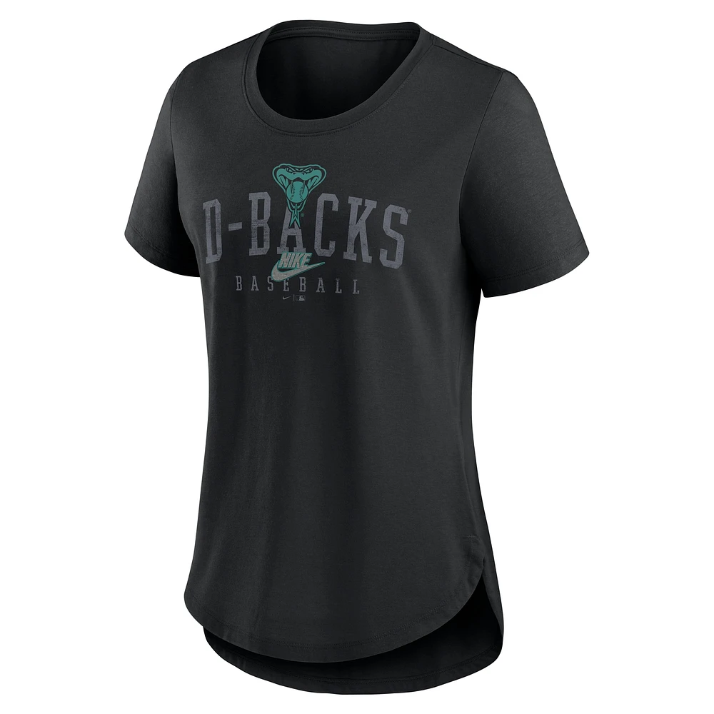 T-shirt Nike noir pour femme Arizona Diamondbacks Cooperstown Collection Local Arch Tri-Blend