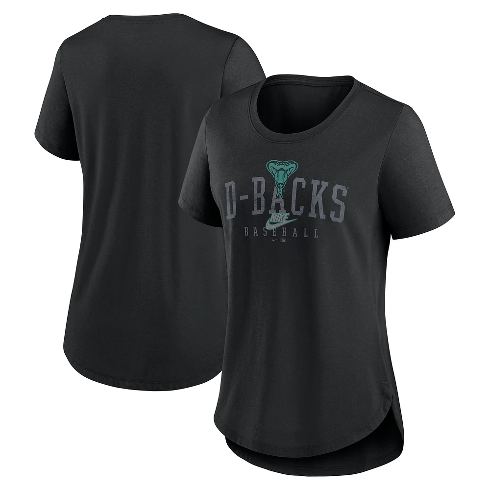 Women's Nike Black Arizona Diamondbacks Cooperstown Collection Local Arch Tri-Blend T-Shirt