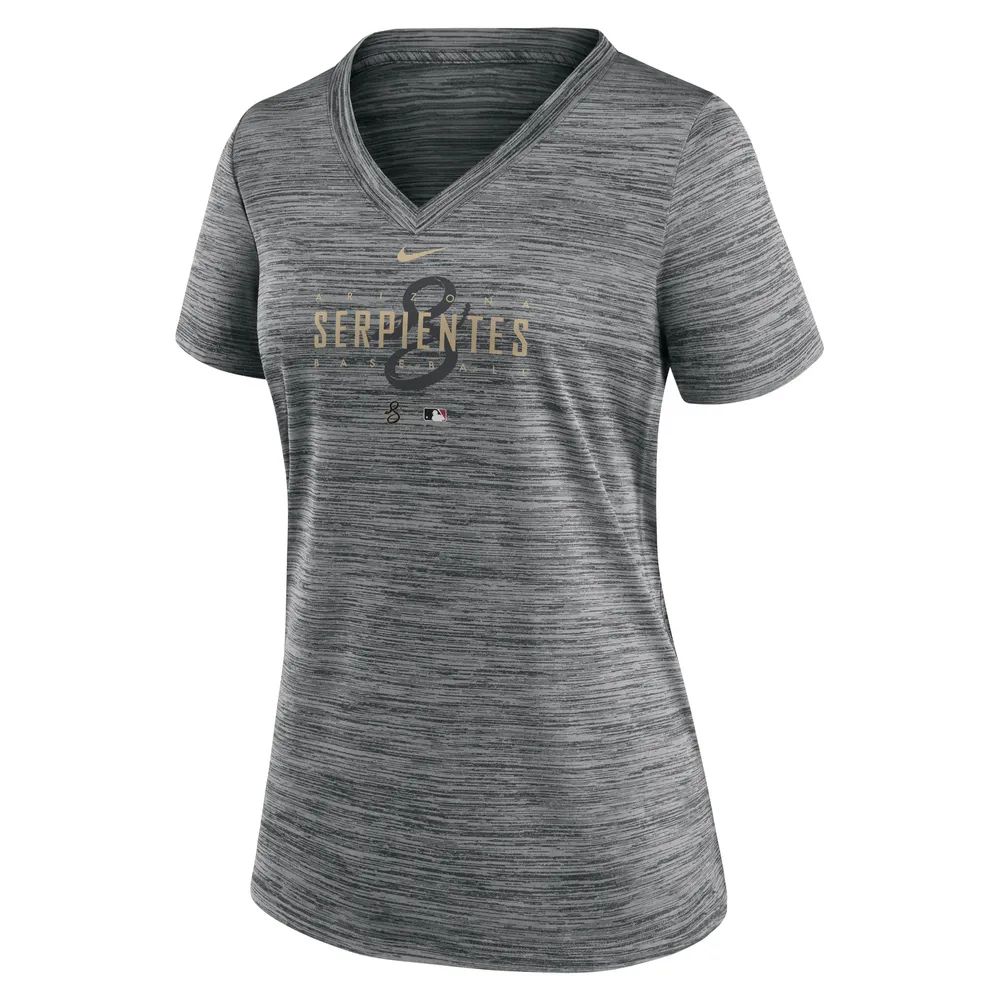 Women's Nike Gray Arizona Diamondbacks City Connect Velocity Practice Performance V-Neck T-Shirt