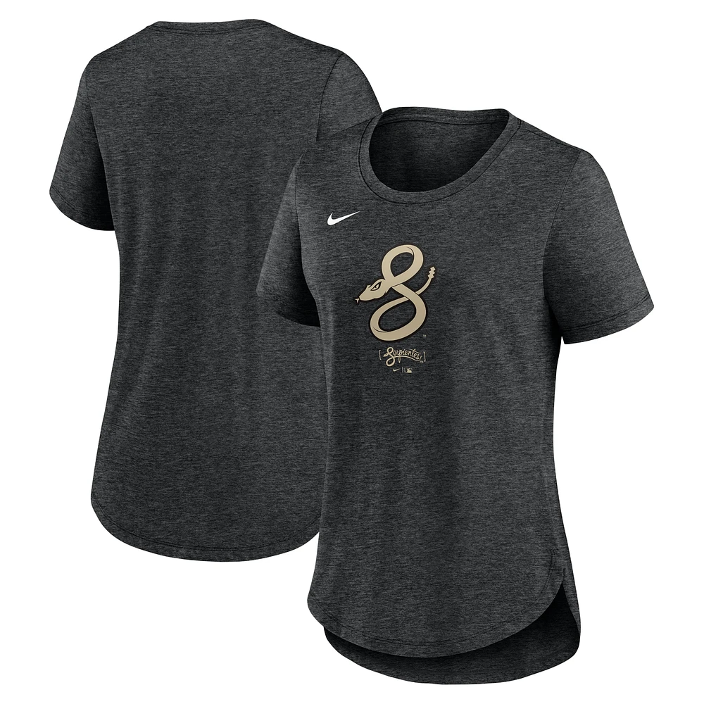 T-shirt tri-mélange Nike Heather Black pour femmes des Diamondbacks de l'Arizona 2024 City Connect