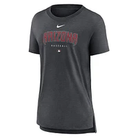 T-shirt Nike Heather Charcoal Arizona Diamondbacks Authentic Collection Early Work Tri-Blend pour femme