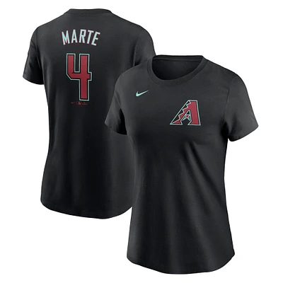 T-shirt Nike Ketel Marte pour femme, noir, Arizona Diamondbacks 2024 Fuse Name & Number