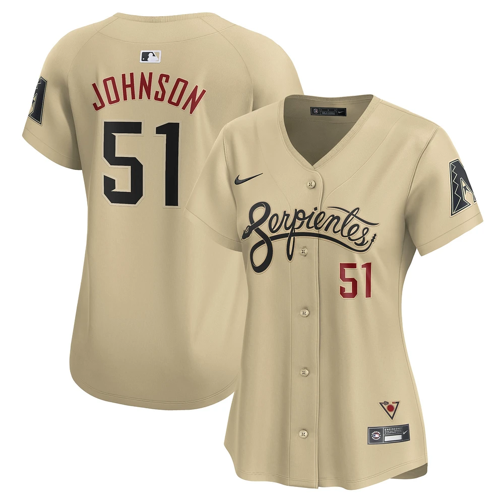 Maillot de joueur retraité Nike Randy Johnson Sand des Diamondbacks l'Arizona City Connect pour femme