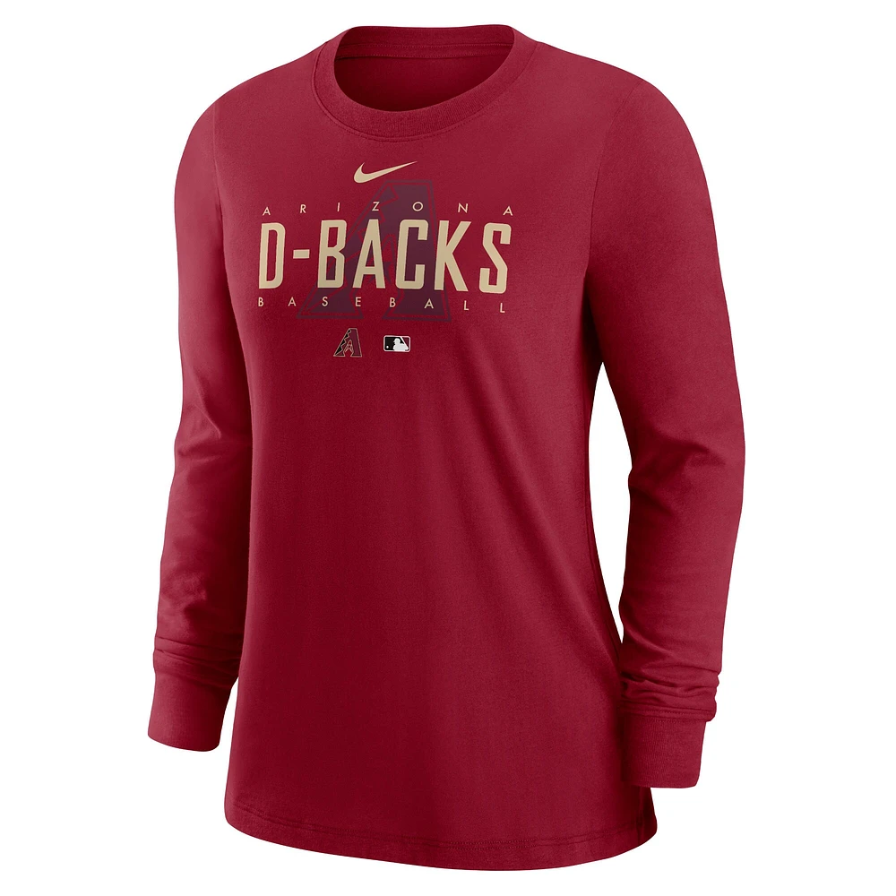 Women's Nike Red Arizona Diamondbacks Authentic Collection Legend Performance Long Sleeve T-Shirt